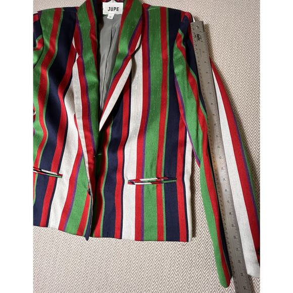 Vintage 1970s Jupe Blazer Women’s Silk Blend Multicolor Stripe ILGWU Union Made - Picture 15 of 16